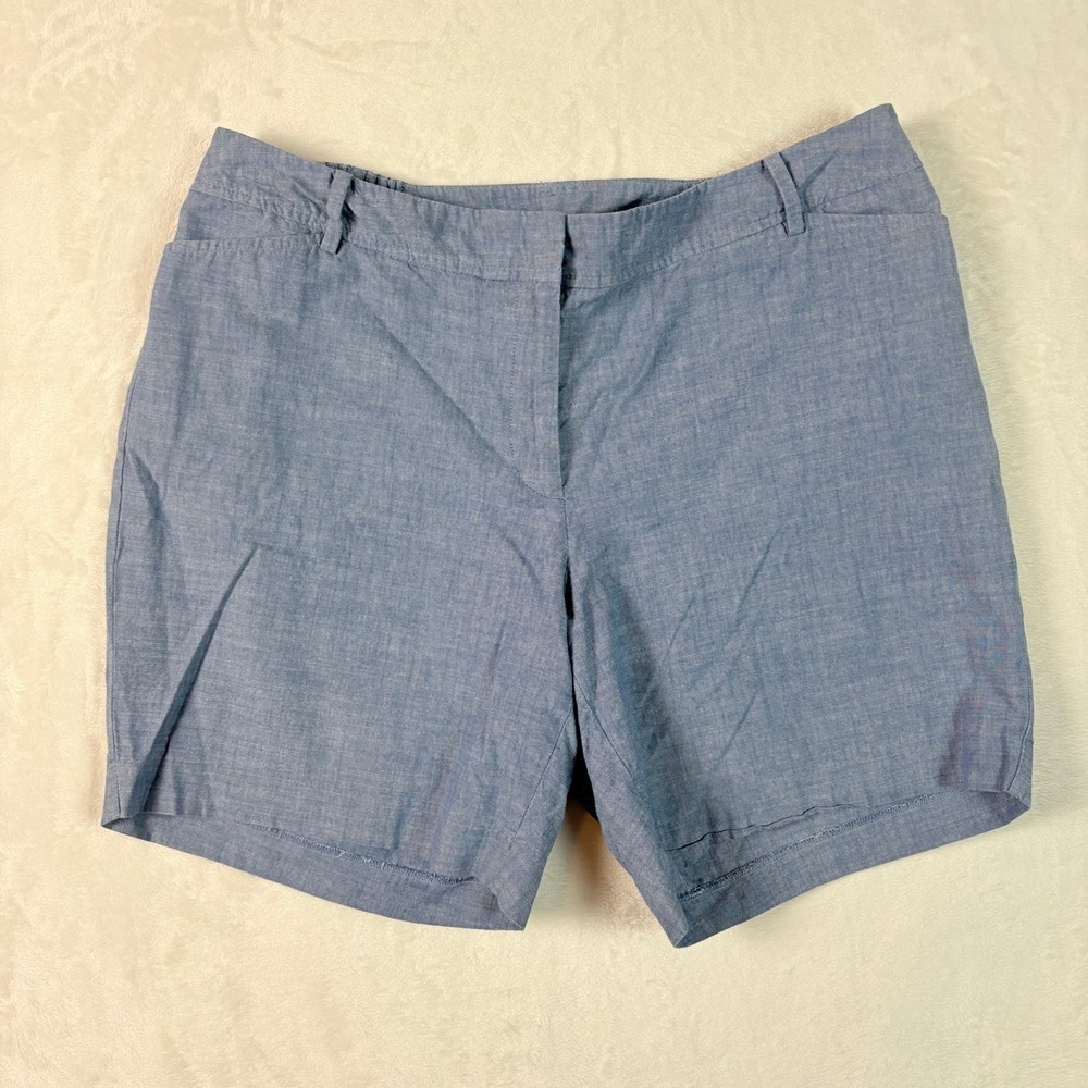 Talbots Perfect Short Women 16WP Blue Excellent Chambray Mid Rise Casual